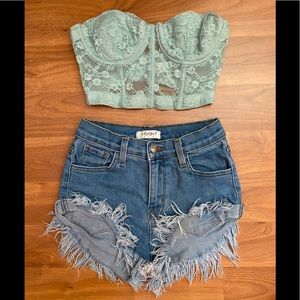 Mint lace tube top